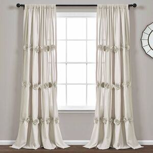 Open Box - Lush Decor - 84"x40" Darla Light Filtering Window Curtain Panel Beige